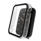 Tempered glass watch case with clear front and black edges for fitness band