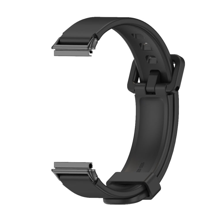 Black silicone watch band with adjustable clasp pieces for Huawei Band 7 / 7 NFC