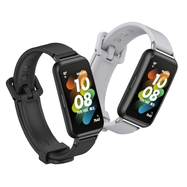 Pair of silicone watch bands in black and light gray for Huawei Band 7 / 7 NFC