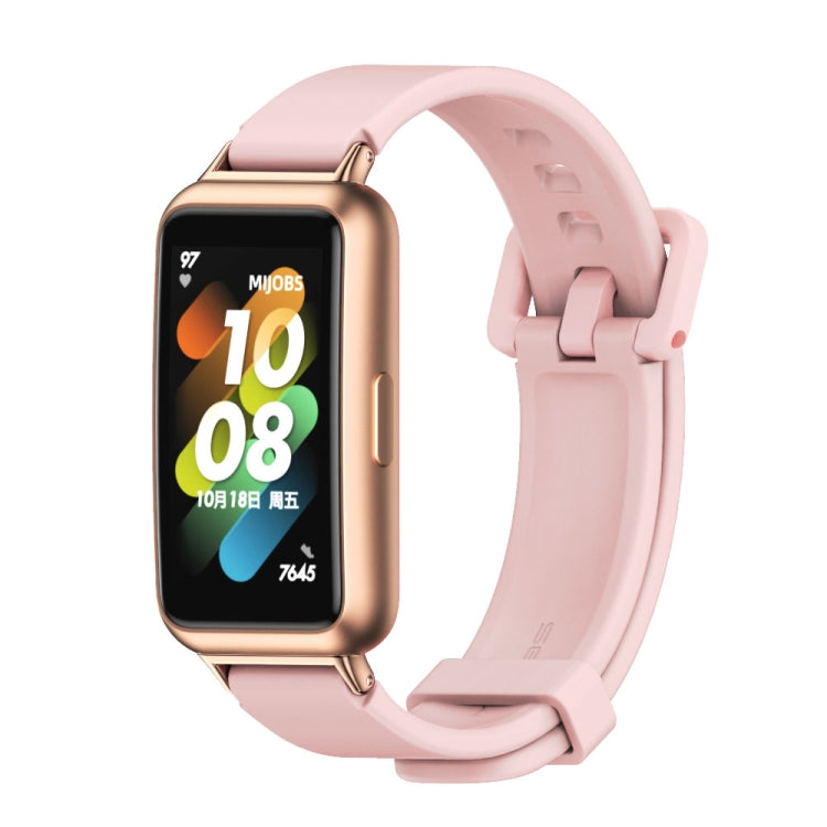 Pink silicone watch band with adjustable clasp for Huawei Band 7 / 7 NFC