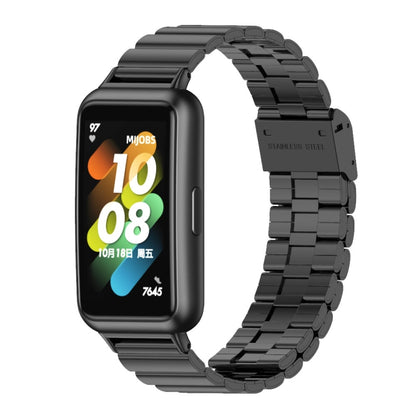 Black stainless steel metal buckle watch band with link bracelet