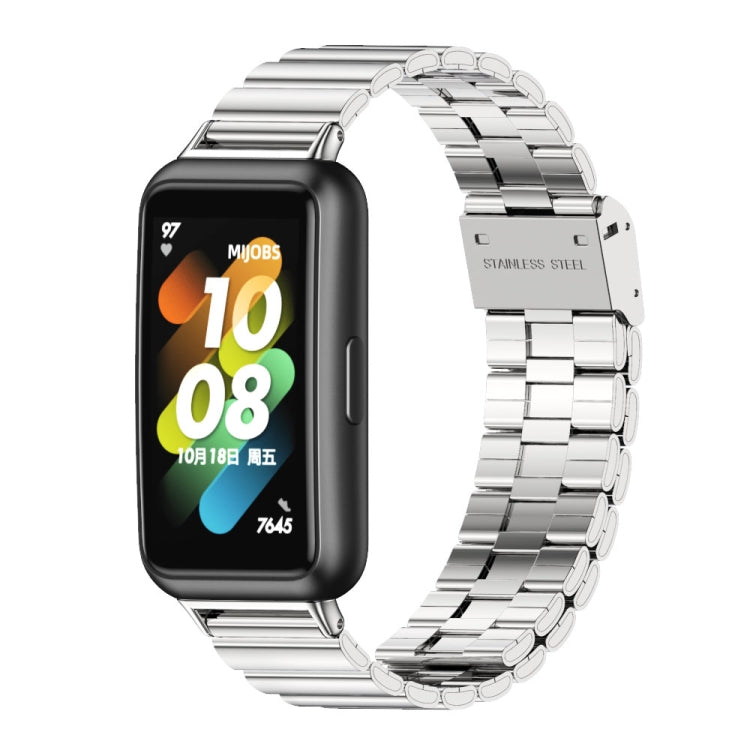 Silver stainless steel metal buckle watch band with link bracelet