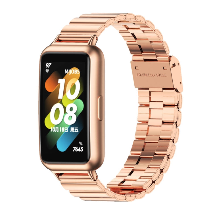 Rose gold stainless steel metal buckle watch band with link bracelet