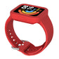 Red silicone integrated smartwatch band with buckle and perforated strap holes