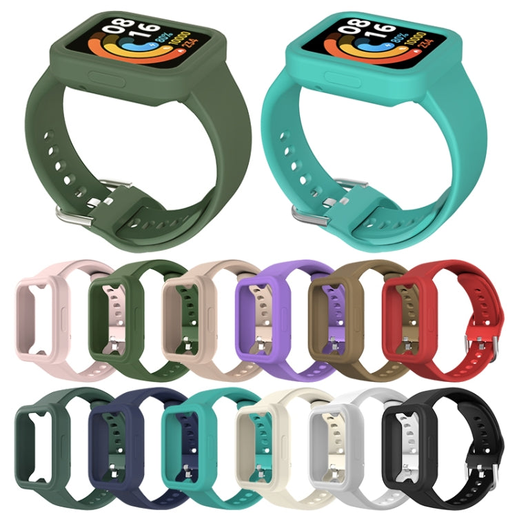 Silicone integrated watch bands set in assorted colors, with metal clasp ends