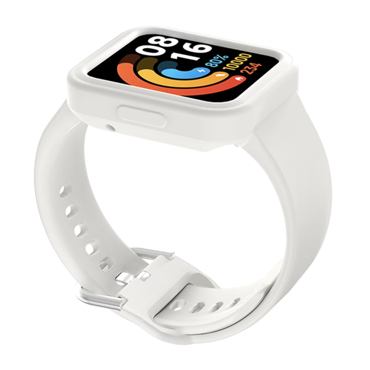 White silicone integrated watch band with metal clasp and perforated strap