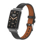 Microfiber leather watch band with metal frame, black strap and brown lining