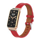 Microfiber leather watch band with metal frame, red strap and brown lining