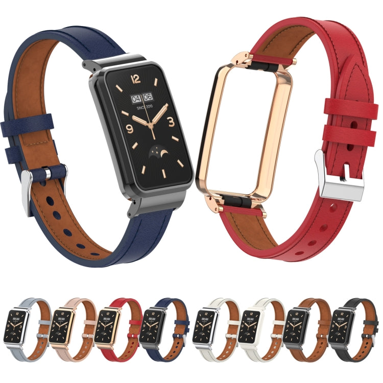 Microfiber leather watch band with metal frame, adjustable strap in multiple colors