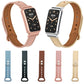 Leather watch band color options with double stud metal frames (pink, blue, brown, beige)