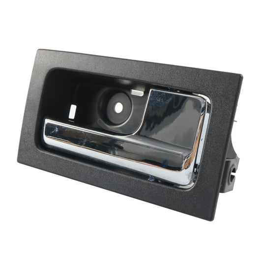 Right front inside car door handle, chrome lever with dark trim