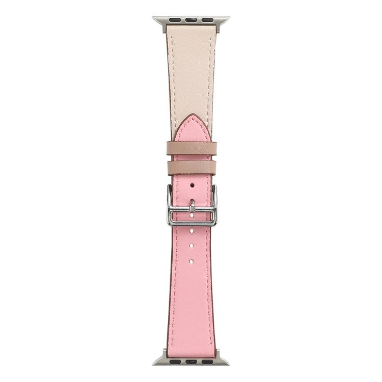 Pink microfiber leather single-lap watch band with silver buckle and adjustment holes