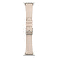 Beige microfiber leather single-lap watch band with silver buckle and adjustment holes