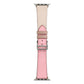 Blush pink microfiber leather single-lap watch band with silver buckle and strap holes