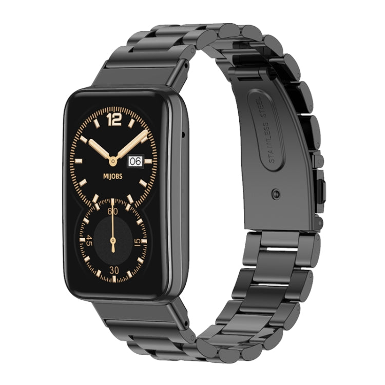 Black three-bead metal watch band with smartwatch, for Xiaomi Mi Band 7 Pro