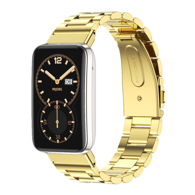 Gold three-bead metal watch band with smartwatch, for Xiaomi Mi Band 7 Pro