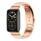 Rose gold metal watch band with linked bracelet links and smartwatch end connector.