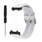 Silicone watch band with reverse buckle, white, includes pin removal tool.