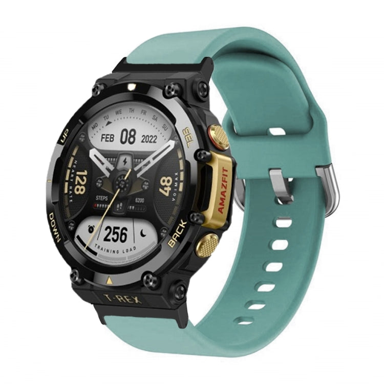 Silicone watch band with reverse buckle, mint green, for Amazfit T-Rex 2.