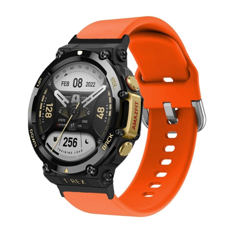 Silicone watch band with reverse buckle, orange, for Amazfit T-Rex 2.