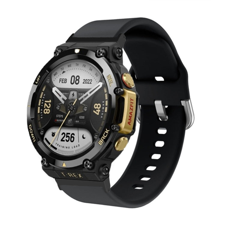 Silicone watch band with reverse buckle, black, for Amazfit T-Rex 2.