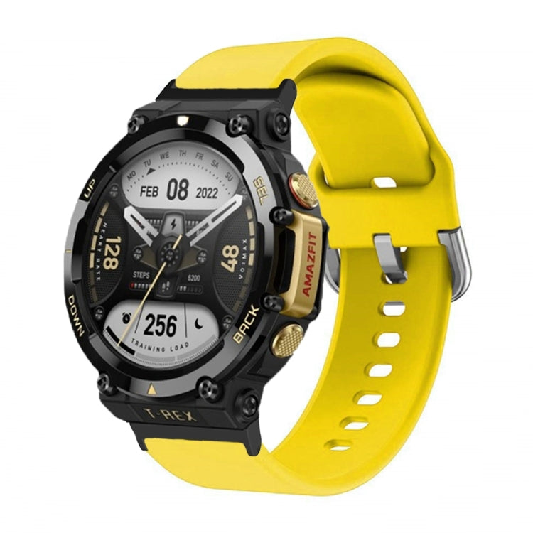 Silicone watch band with reverse buckle, yellow, for Amazfit T-Rex 2.