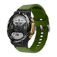 Silicone reverse buckle watch band with perforations, dark army-green strap
