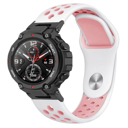 Two-color Holes Reverse Buckle Silicone Watch Band, For Amazfit T-Rex 2