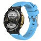 Light blue silicone watch band with ribbed strap and buckle, for smart watch