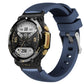 Navy silicone watch band with ribbed strap and buckle, for smart watch