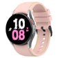 Silicone watch band with leather texture, light pink with green accents and perforations