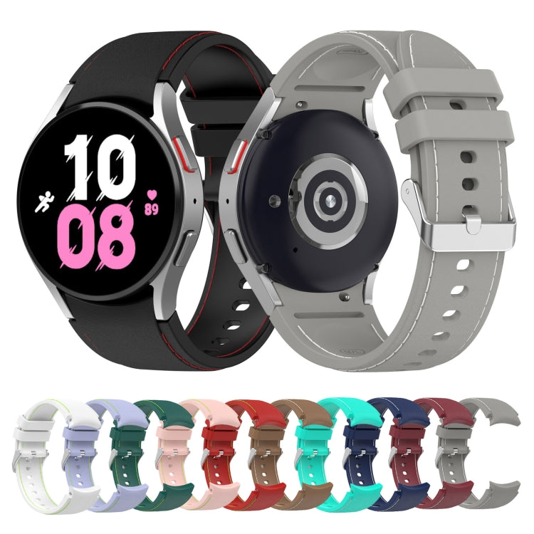 Universal Leather Texture Silicone Watch Band, For Samsung Galaxy Watch5 / Watch5 Pro /  Watch4