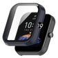 Ink blue protective watch case with transparent screen film and side knob.