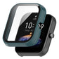 Pine green protective watch case with transparent screen film and side knob.