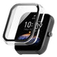 Transparent white protective watch case with clear screen film and side button cutouts.