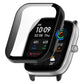 Dark gray protective watch case with transparent film and side stand hardware.
