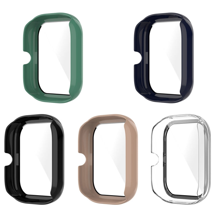Assorted PC tempered glass watch case covers in green, navy, black, beige, clear