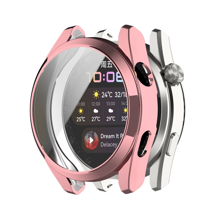 Full coverage TPU protective watch case, pink electroplated frame with screen cover