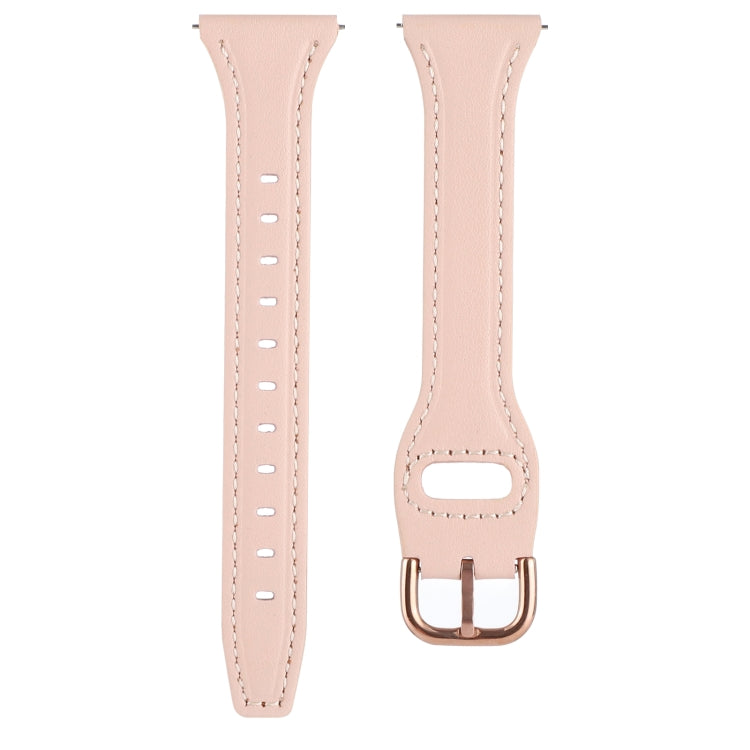 22mm genuine leather watch band pair in light pink with reverse buckle and stitched details