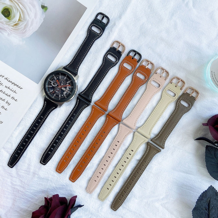 Set of 22mm genuine leather watch bands with reverse buckle, multiple colors