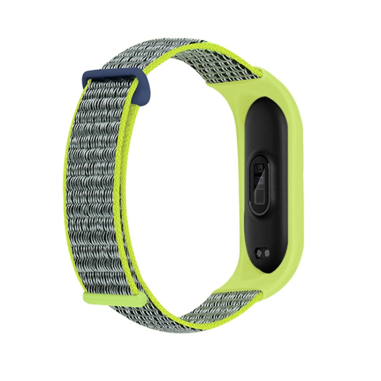 Two-section loop watch band with neon lime case and gray textured strap