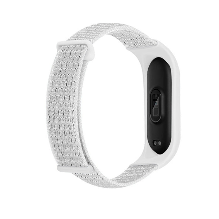 Nylon two-section loop watch band with white braided strap and white watch case