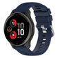 Navy cross-textured silicone smartwatch band with perforated clasp and metal adjuster