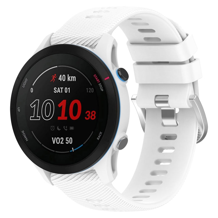 22mm cross-textured silicone watch band in white with matching clasp