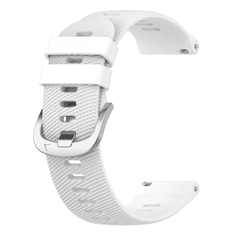 22mm cross-textured silicone watch band in light gray/white with matching clasp