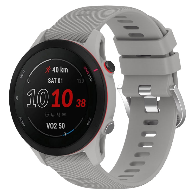 22mm cross-textured silicone watch band in light gray with matching clasp