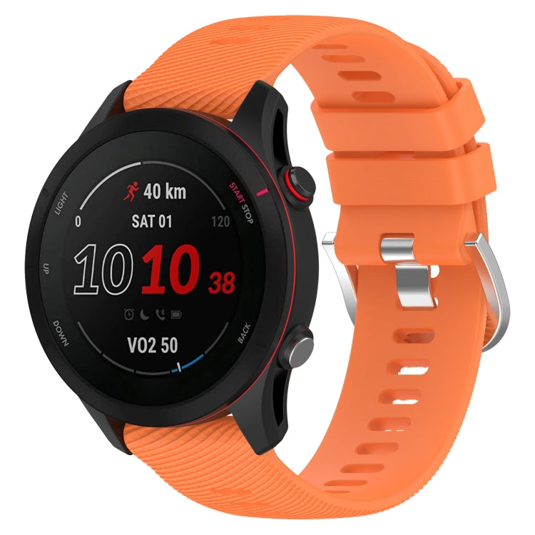 22mm cross-textured silicone watch band in orange with matching clasp