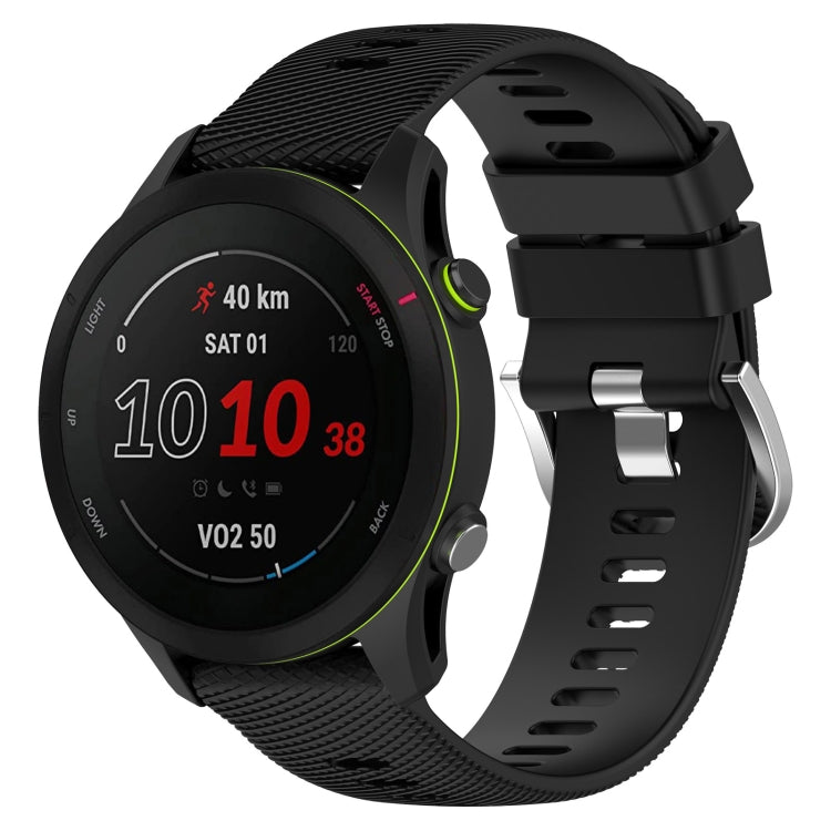 22mm cross-textured silicone watch band in black with matching clasp