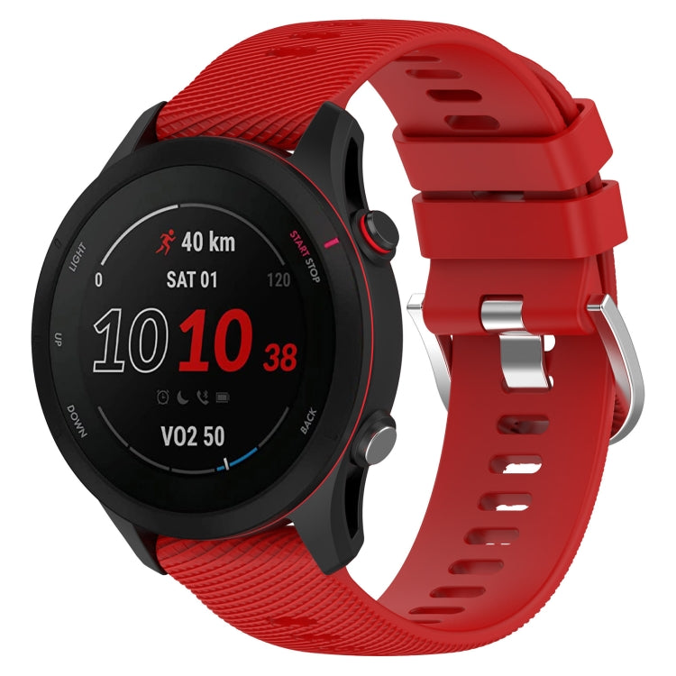 22mm cross-textured silicone watch band in red with matching clasp