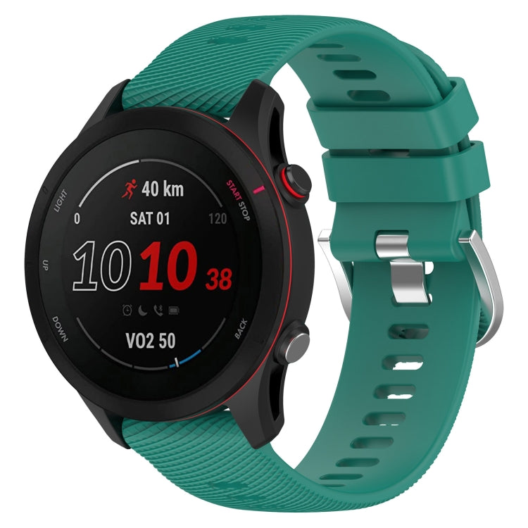 Green 22mm textured silicone watch band, cross pattern, adjustable buckle holes